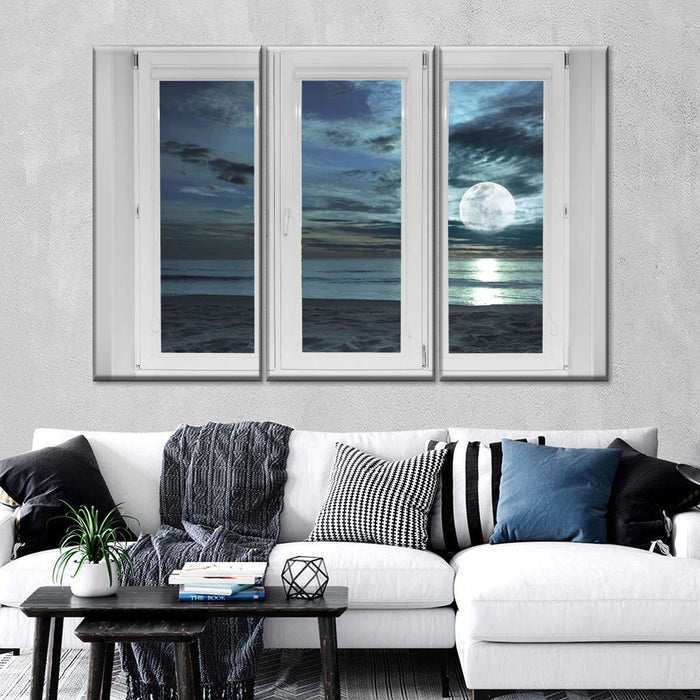 ElephantStock Window To Moonlit Beach Wall Art