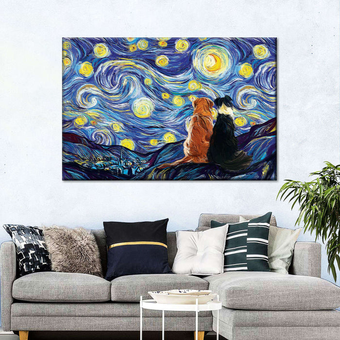 ElephantStock Dogs Journey Starry Night Wall Art