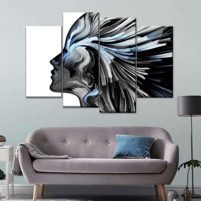 ElephantStock Abstract Silver Profile Colors Wall Art