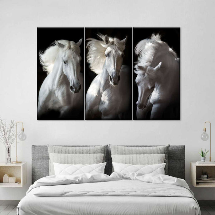 ElephantStock Three White Horses Wall Art