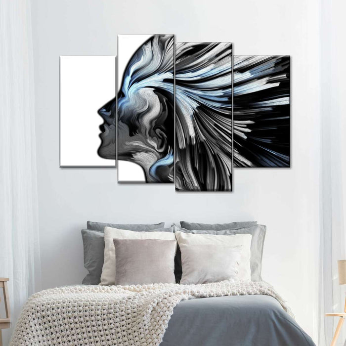 ElephantStock Abstract Silver Profile Colors Wall Art