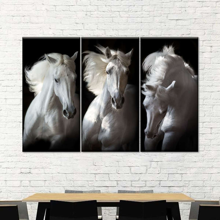 ElephantStock Three White Horses Wall Art