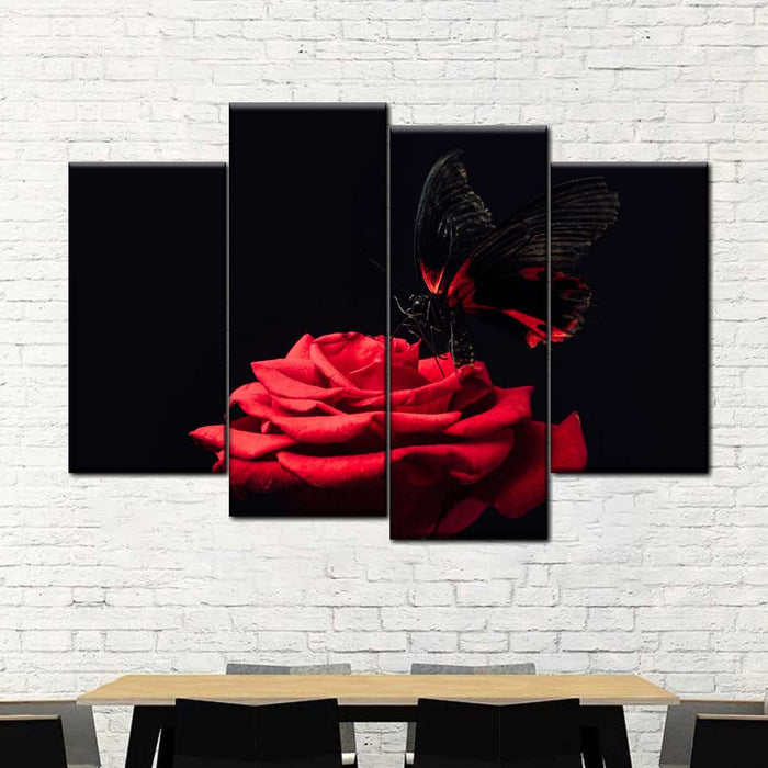 ElephantStock Butterfly Kissing The Rose Wall Art