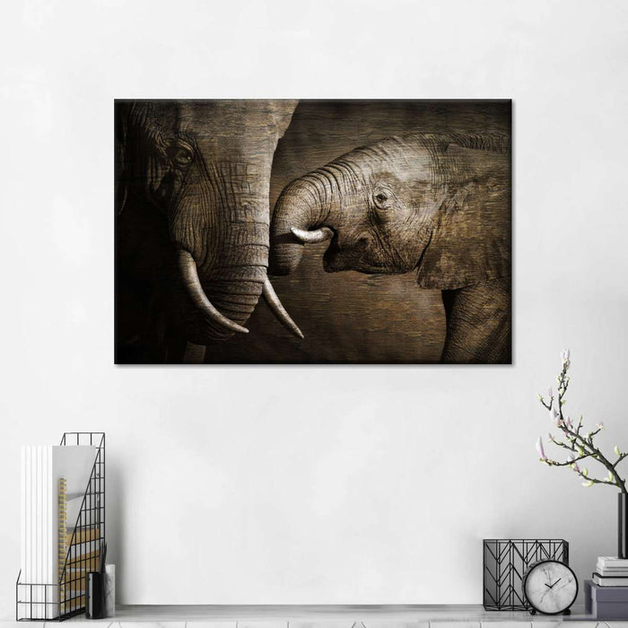 ElephantStock Affectionate Elephants Wall Art