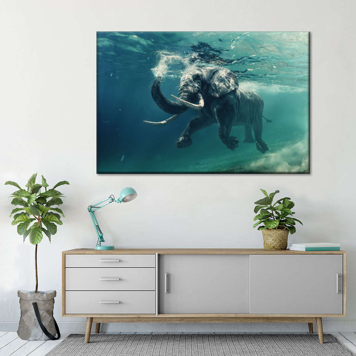 ElephantStock Swimming Elephant Wall Art