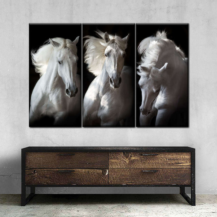 ElephantStock Three White Horses Wall Art