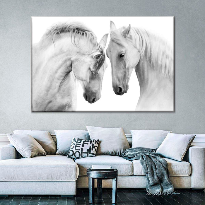 ElephantStock White Horse Couple Wall Art