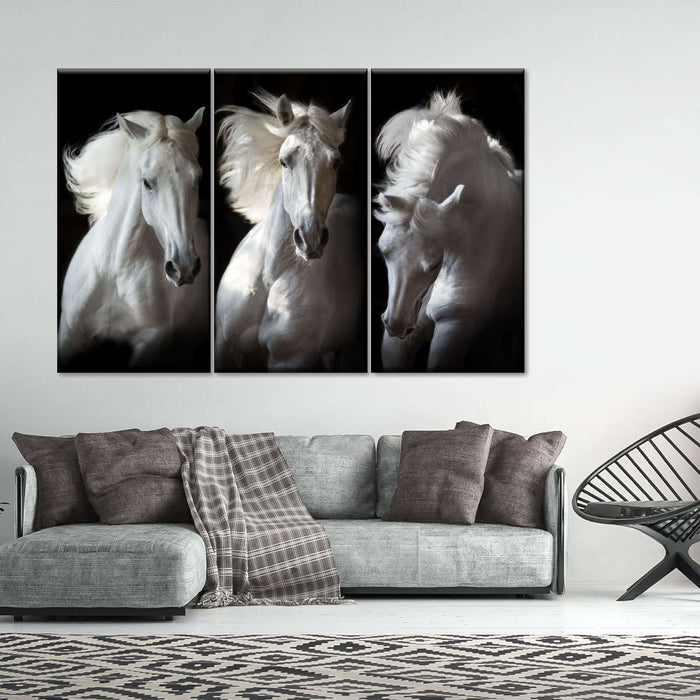 ElephantStock Three White Horses Wall Art