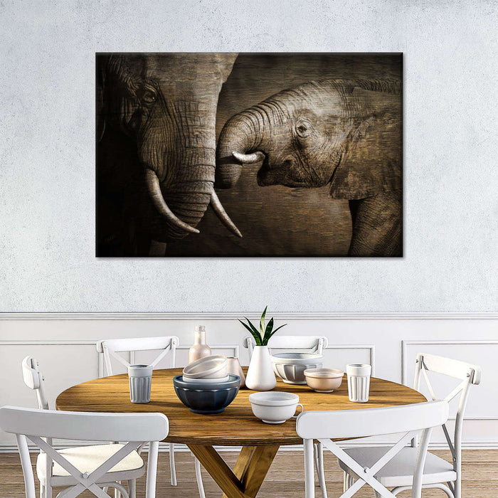 ElephantStock Affectionate Elephants Wall Art