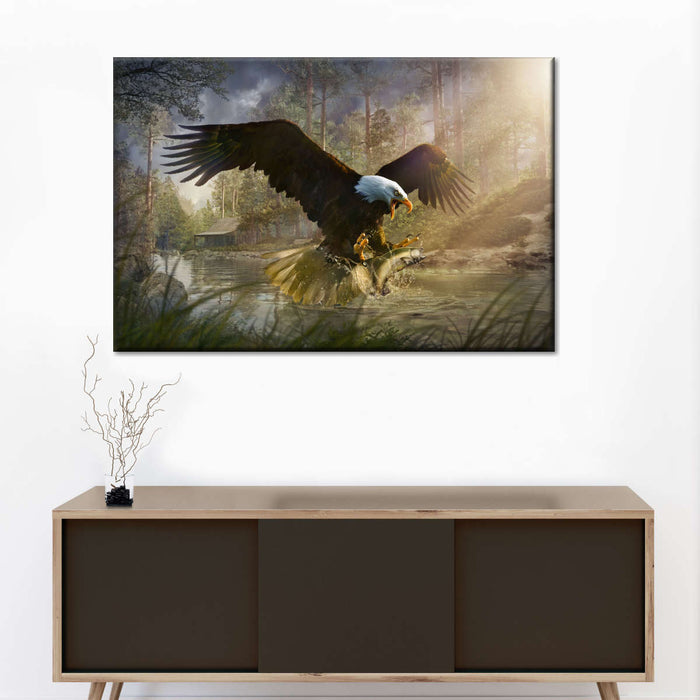 ElephantStock Bald Eagle Catching Fish Wall Art