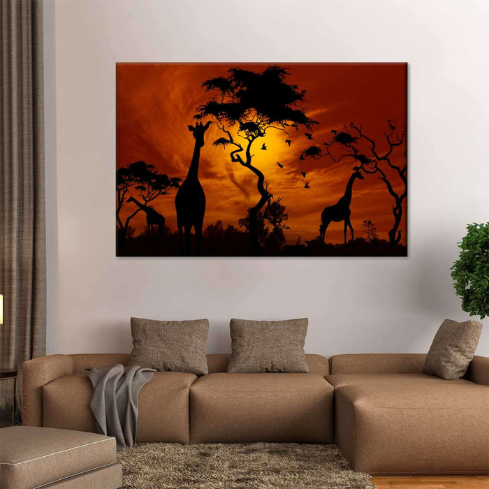 ElephantStock Silhouetted African Giraffes Wall Art