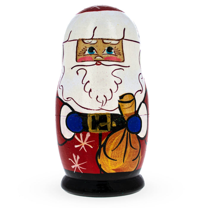 BestPysanky Set of 5 Santa, Snowman and Christmas Tree Wooden Nesting Dolls