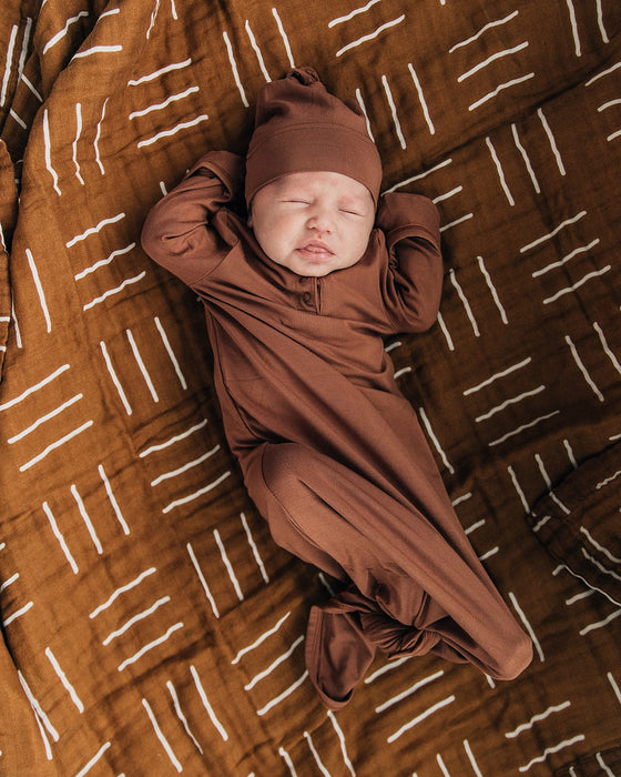 Mebie Baby Mustard Mudcloth Muslin Swaddle Blanket