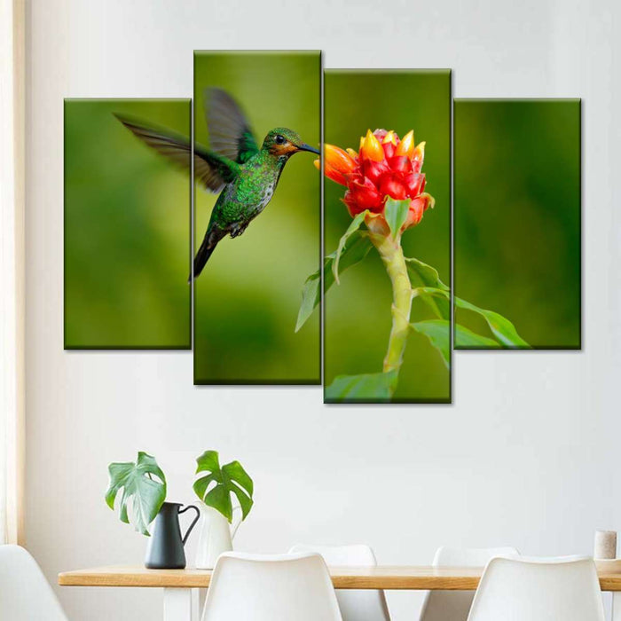 ElephantStock Flower And Green Hummingbird Wall Art