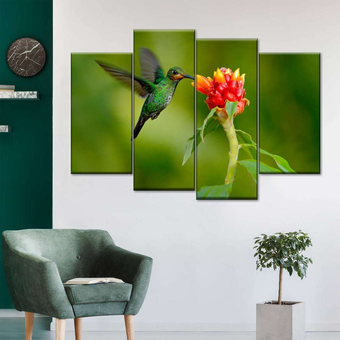 ElephantStock Flower And Green Hummingbird Wall Art