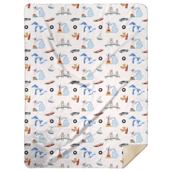 Little Hometown Michigan Plush Throw Blanket 60x80