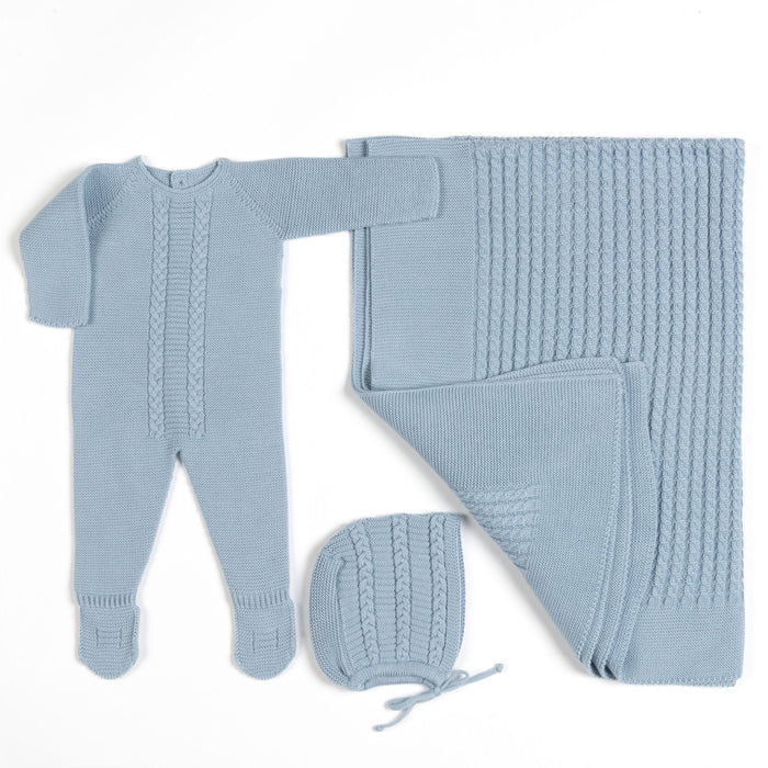 Bebe Sweeny MIEL | Blue Cotton Knit Babygrow Gift Set (3)