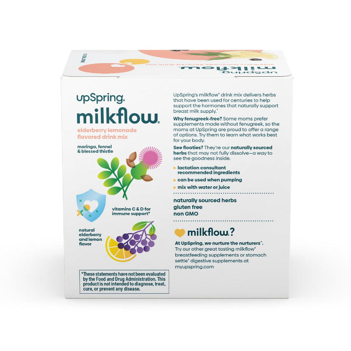 Upspring  Milkflow Drink Mix, Fenugreek-Free, Elderberry Lemonade (immunity), 16 CT