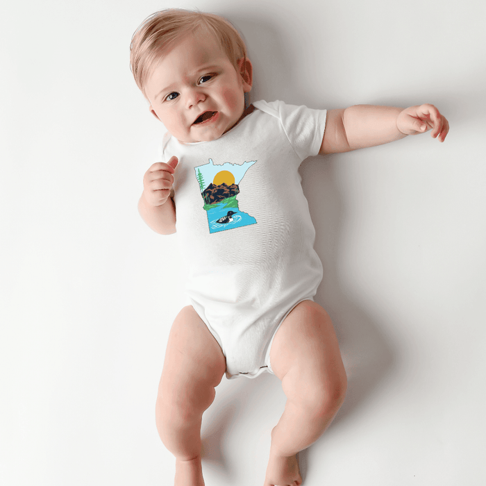 Little Hometown Minnesota Loon Baby Onesie