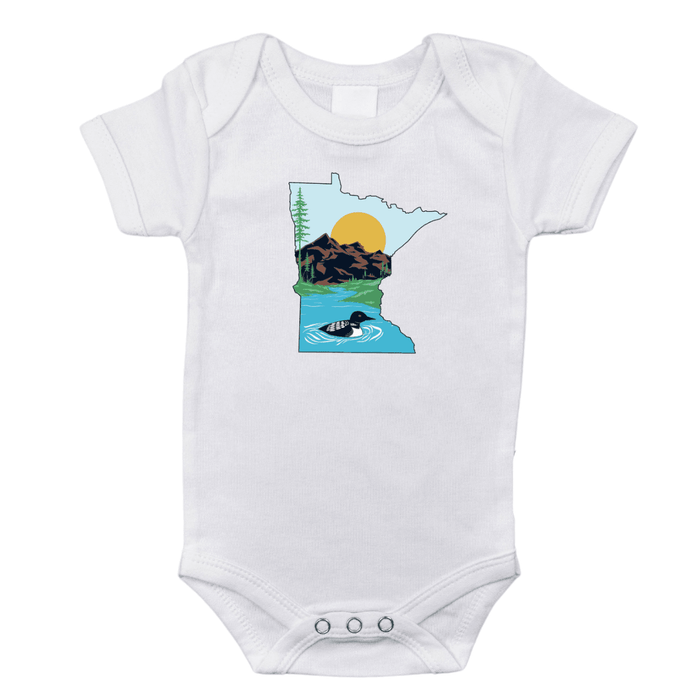 Little Hometown Minnesota Loon Baby Onesie