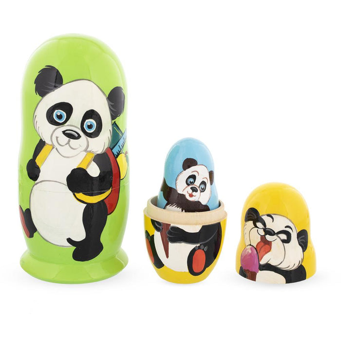 BestPysanky Set of 5 Panda Wooden Nesting Dolls 6 Inches