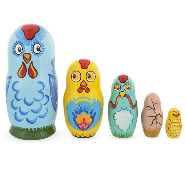 BestPysanky The Chicken Family Wooden Nesting Dolls