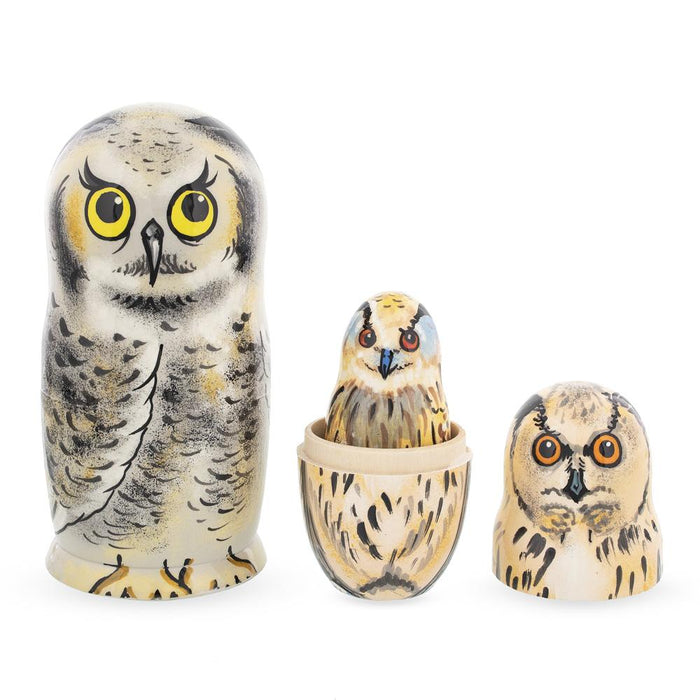 BestPysanky Set of 5 Owls Wooden Nesting Dolls 6 Inches