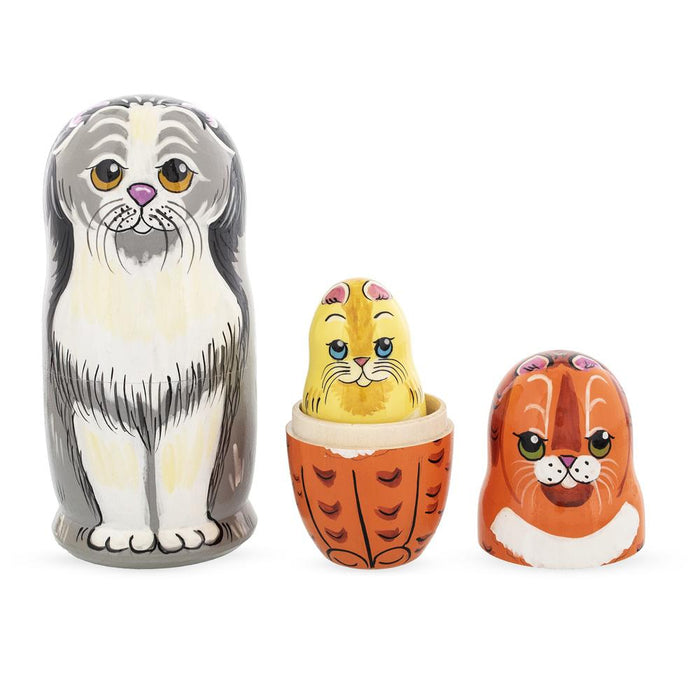 BestPysanky Set of 5 Cats Family Wooden Nesting Dolls 6 Inches