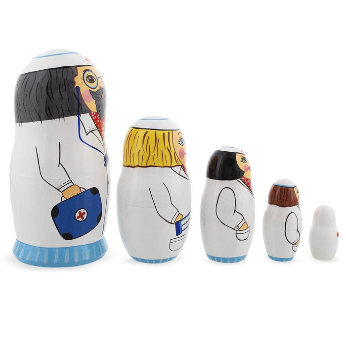 BestPysanky Doctor & Nurses Wooden Nesting Dolls