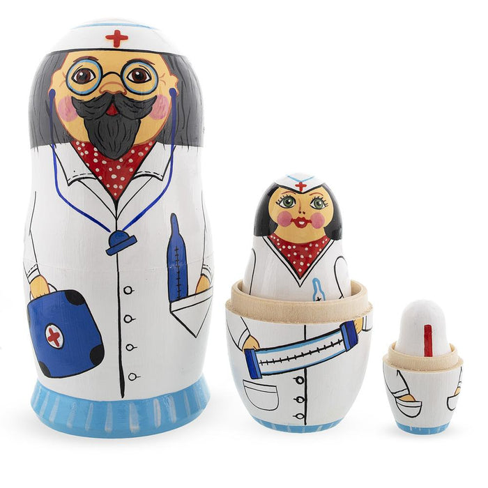 BestPysanky Doctor & Nurses Wooden Nesting Dolls