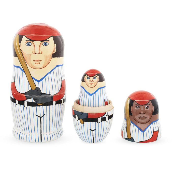 BestPysanky Set of 5 Baseball Wooden Nesting Dolls 6 Inches