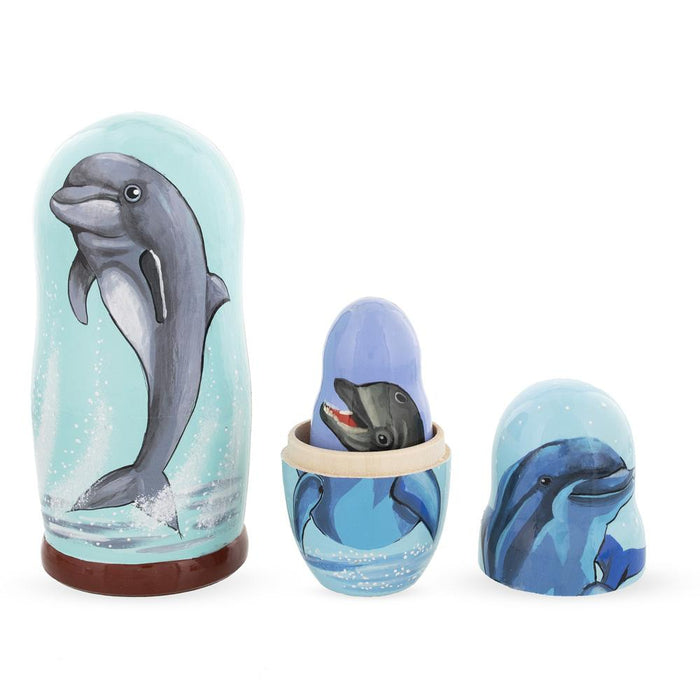 BestPysanky Set of 5 Dolphins Wooden Nesting Dolls 6 Inches