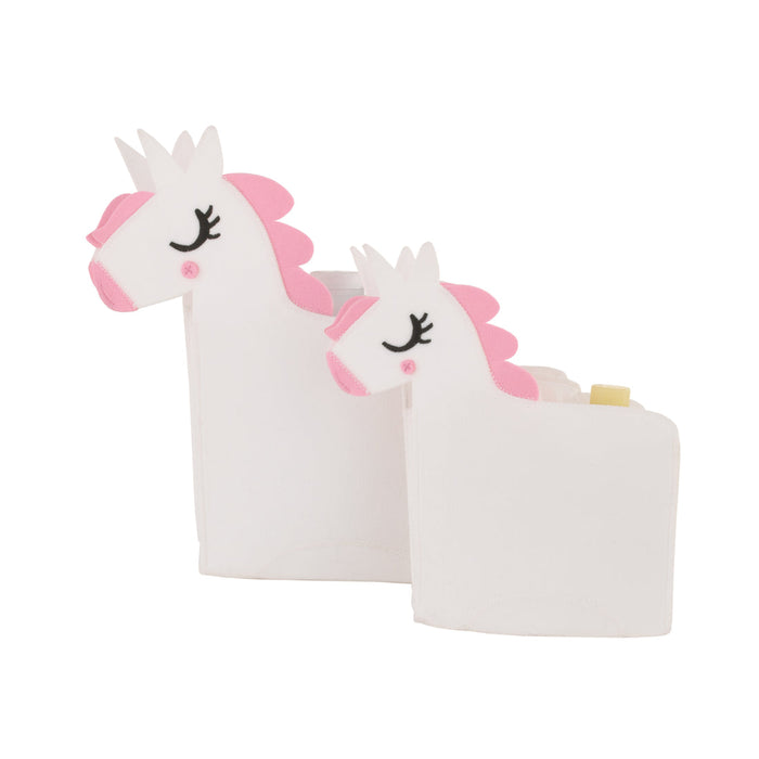 Little Love by NoJo White Felt Unicorn Shaped 2 Piece Nursery Storage Caddy Set