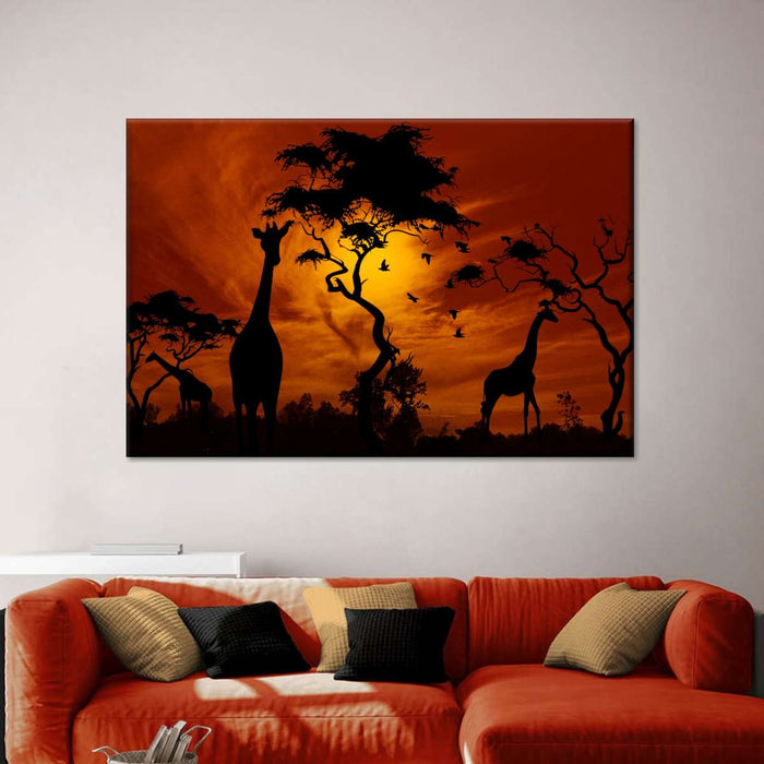 ElephantStock Silhouetted African Giraffes Wall Art