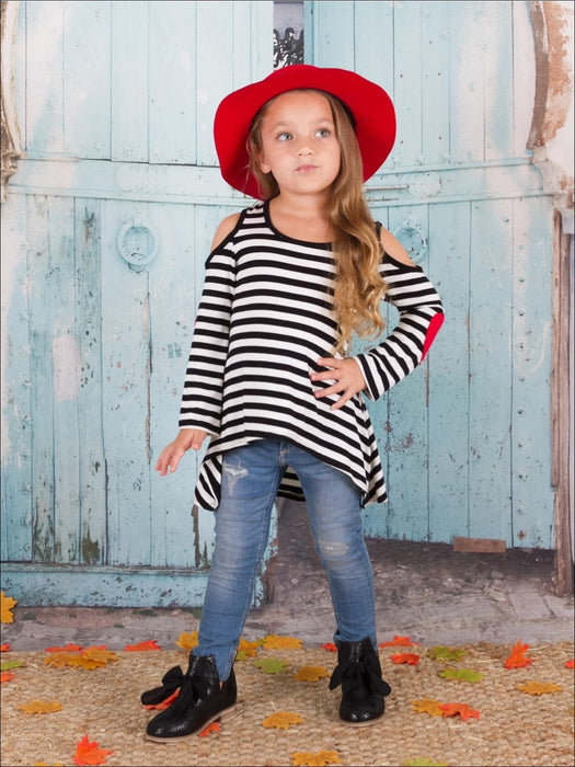 Mia Belle Girls Mommy and Me Striped Together Hi-Lo Tunic