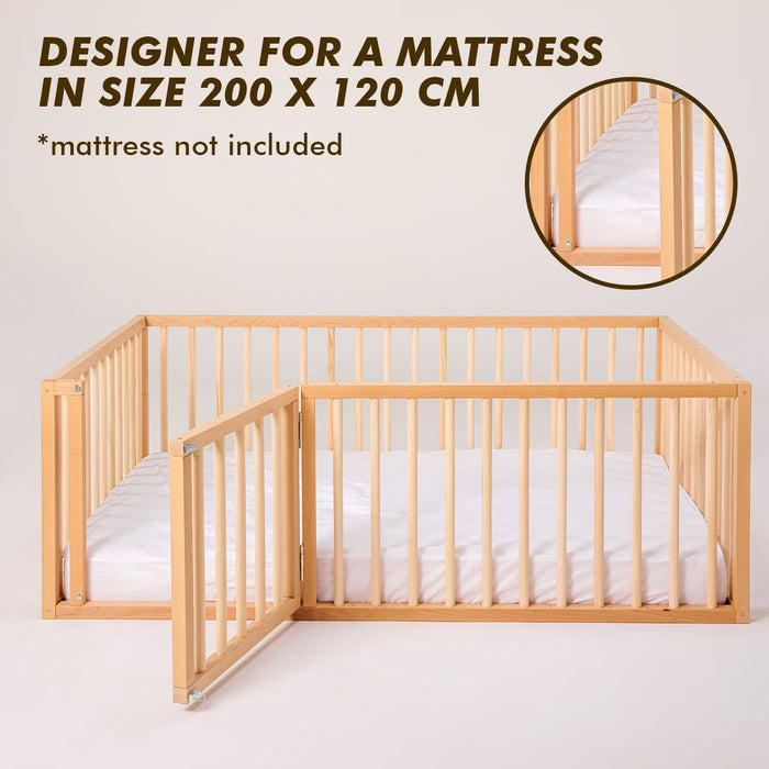 Goodevas Montessori Floor Bed Frame for Toddlers with Fence (200х120 cm)