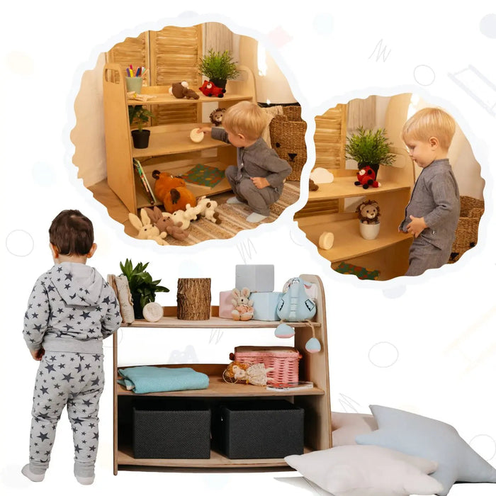 Goodevas Montessori Wooden Toy Shelf