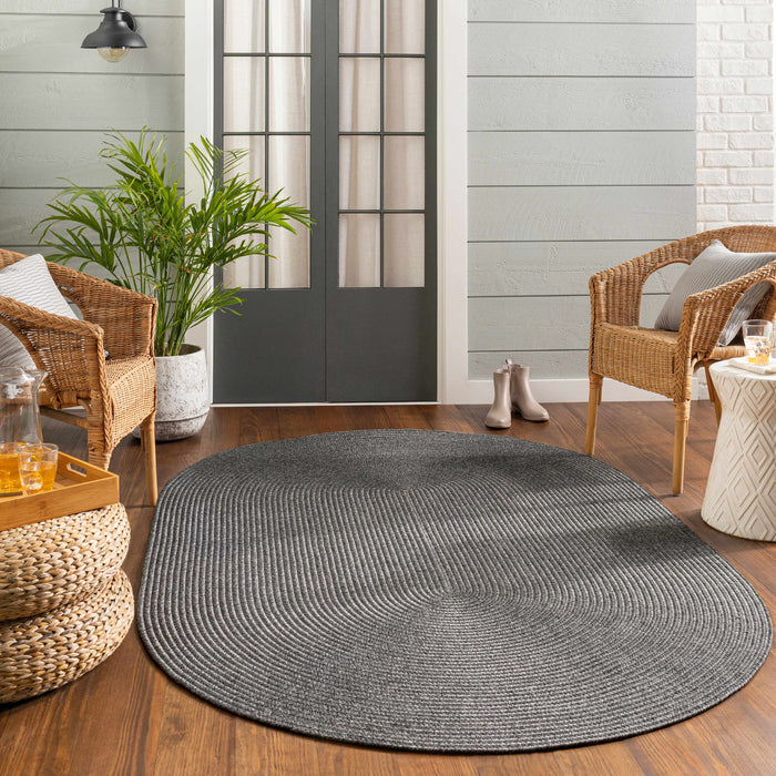 Hauteloom Black Braided Faux Jute Rug