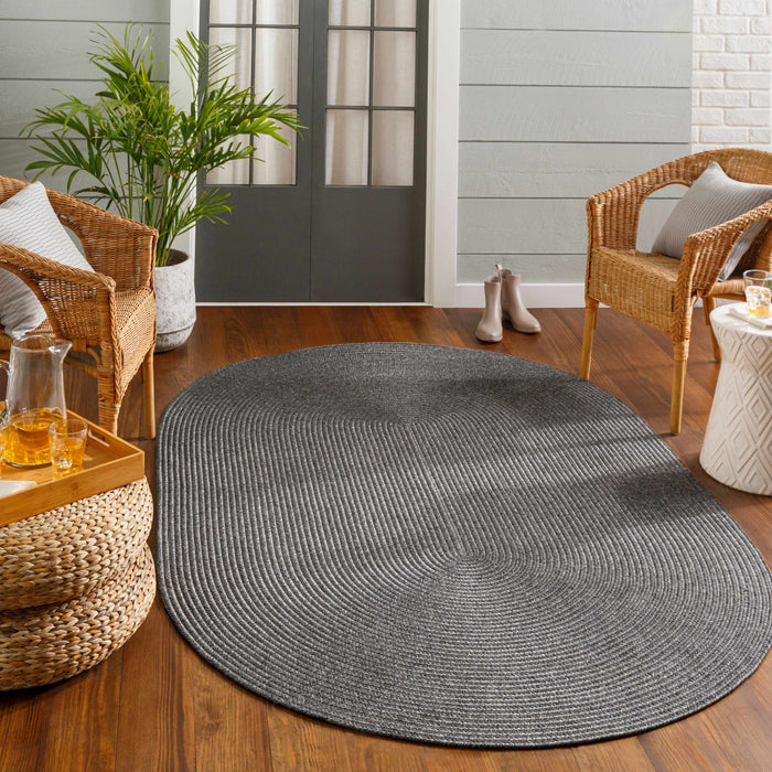 Hauteloom Black Braided Faux Jute Rug