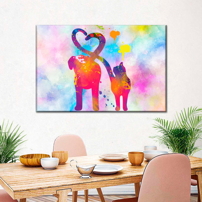 ElephantStock Cat And Dog Love Wall Art