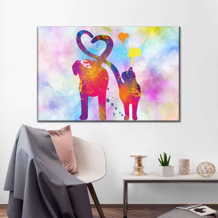 ElephantStock Cat And Dog Love Wall Art