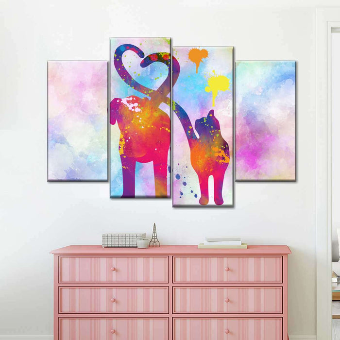 ElephantStock Cat And Dog Love Wall Art