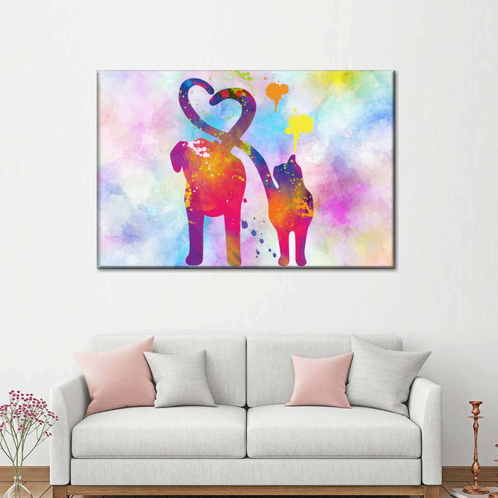 ElephantStock Cat And Dog Love Wall Art