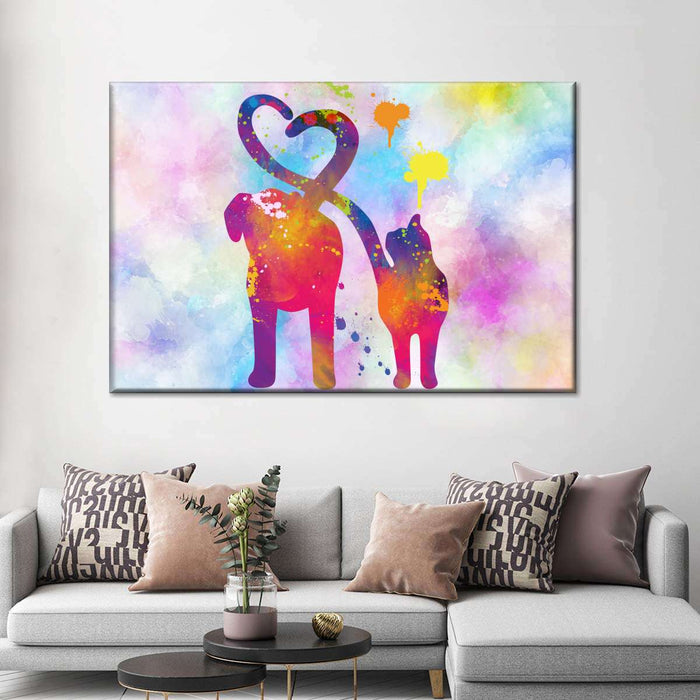 ElephantStock Cat And Dog Love Wall Art