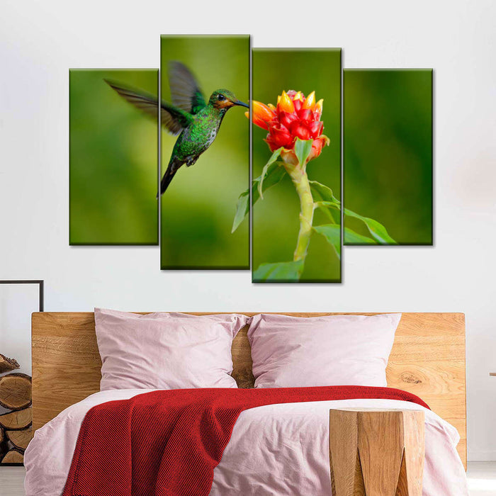 ElephantStock Flower And Green Hummingbird Wall Art