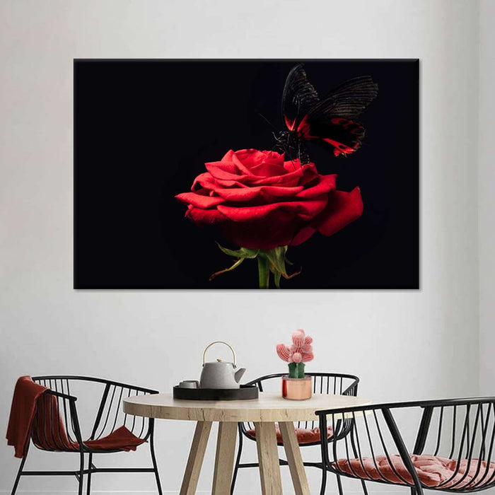 ElephantStock Butterfly Kissing The Rose Wall Art