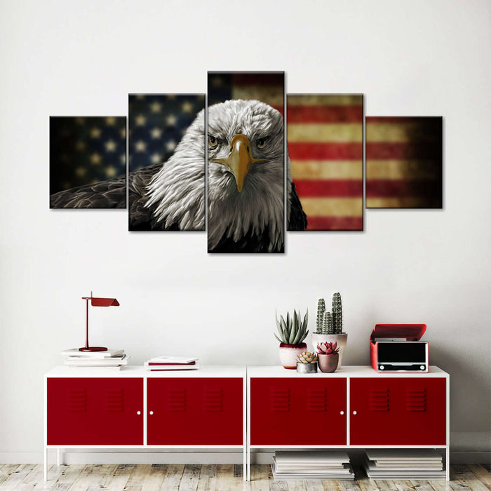 ElephantStock Eagle And Flag Of America Wall Art