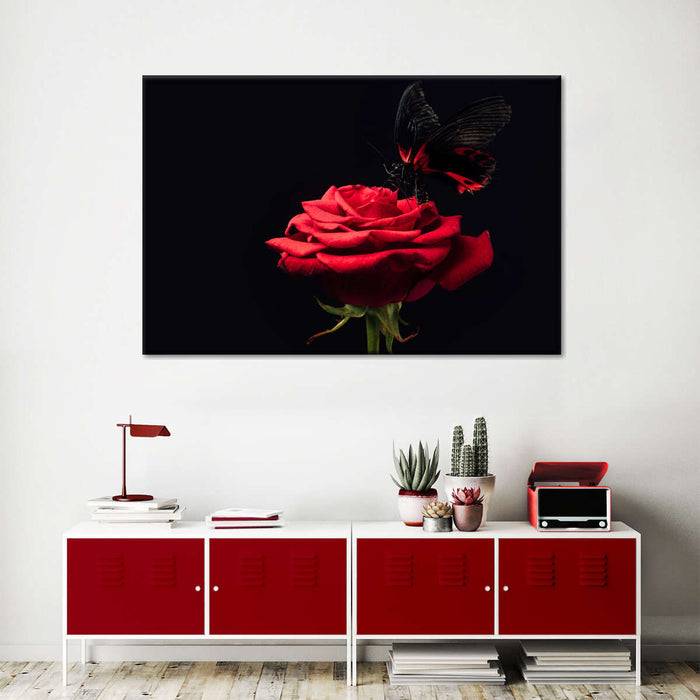 ElephantStock Butterfly Kissing The Rose Wall Art