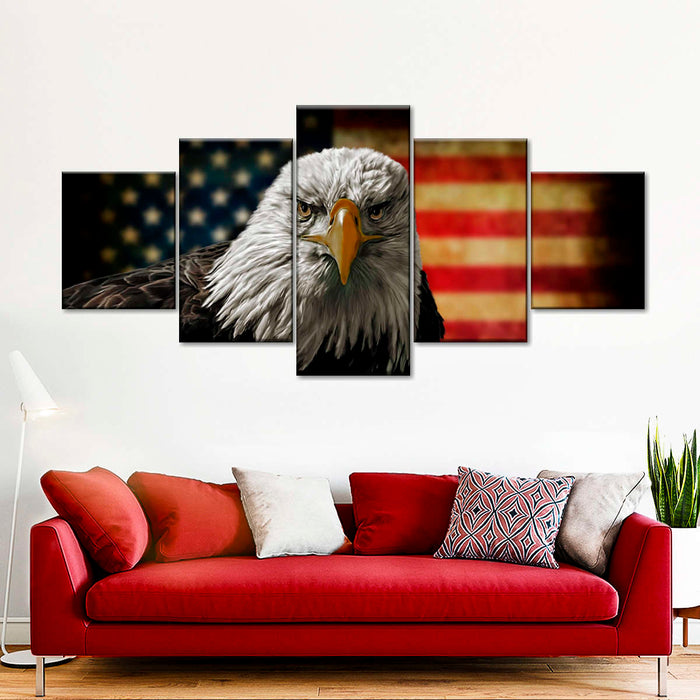 ElephantStock Eagle And Flag Of America Wall Art