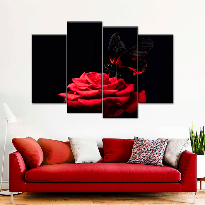 ElephantStock Butterfly Kissing The Rose Wall Art